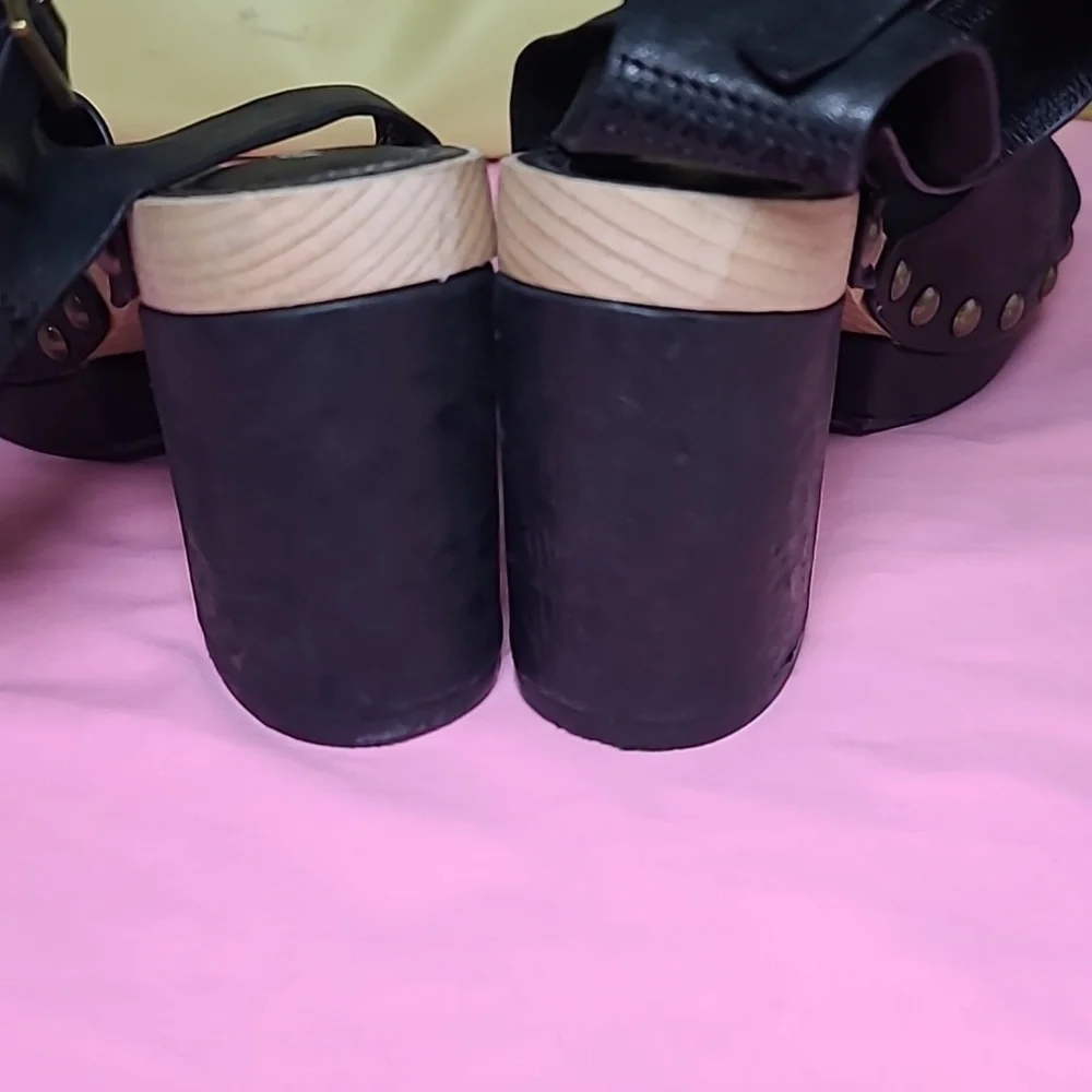 Kesli Dagger Brooklyn Frida Black Leather Platform Sandals Sz. 6